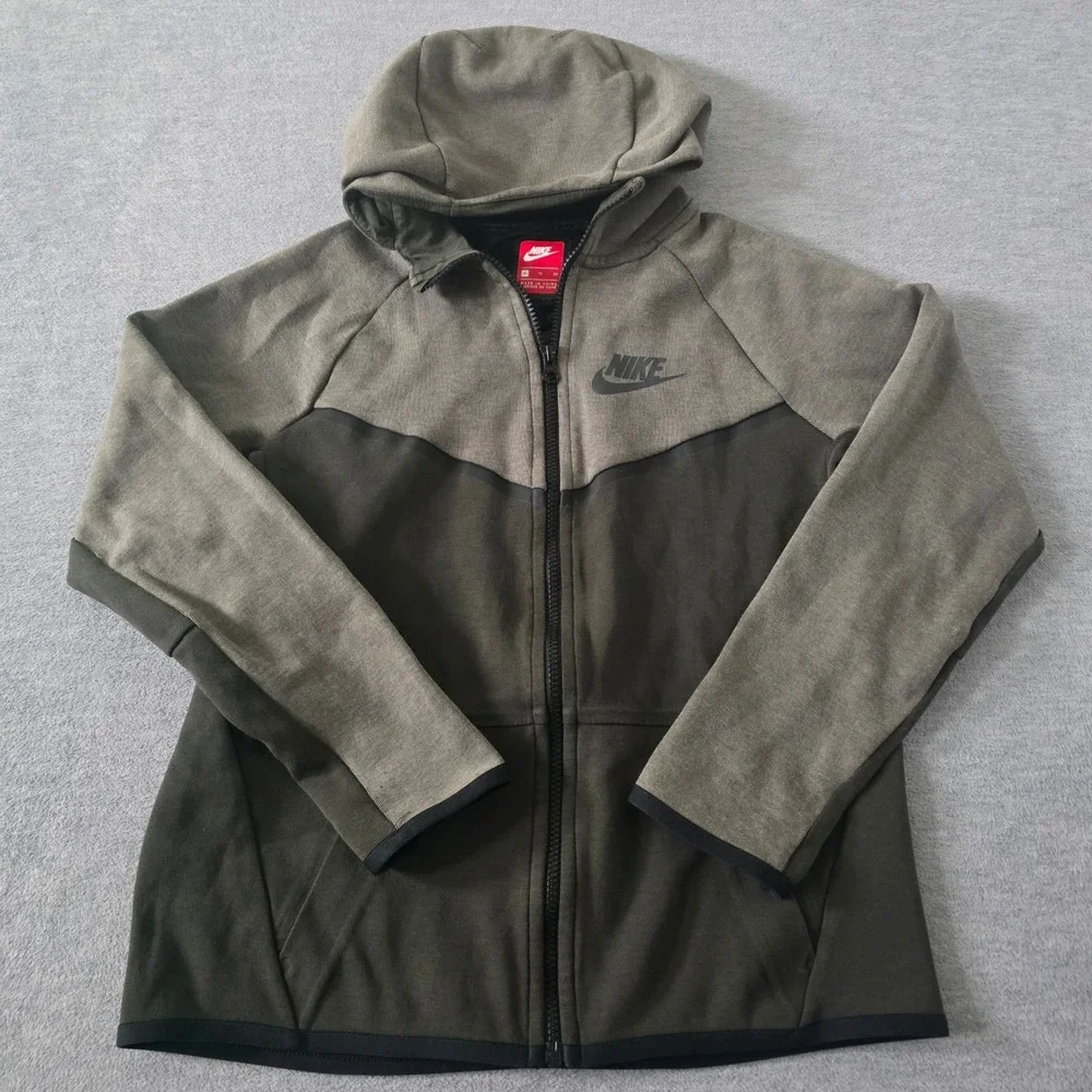 Nike Kids Tech Fleece Full Zip Hoodie Olive Green 856191-004 Size XL